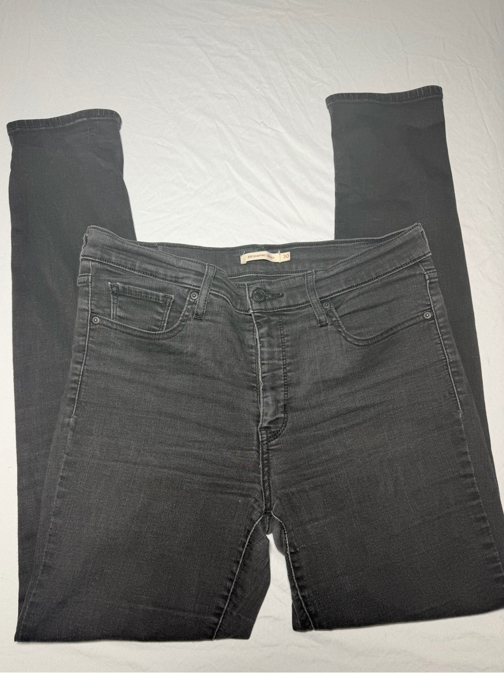 Levi's 311 Women's Skinny Denim Jeans Charcoal Wash Mid Rise 5-Pocket Button